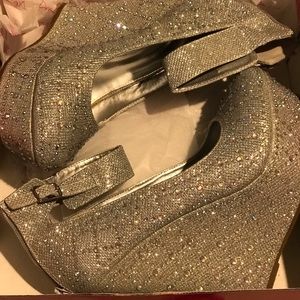 Women Glitter Wedge Shoes Size 8.5